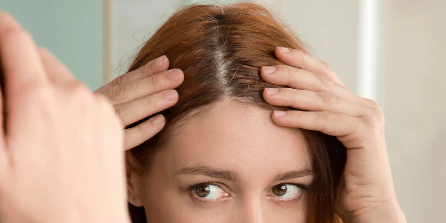 Une femme qui se touche les cheveux