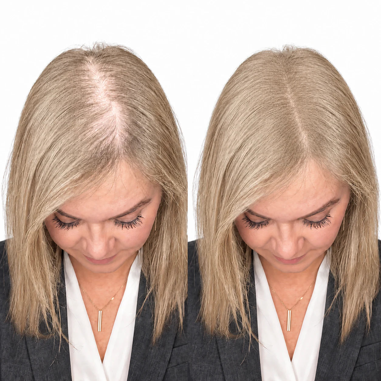 Résultat avant et après avec la teinte Blond clair