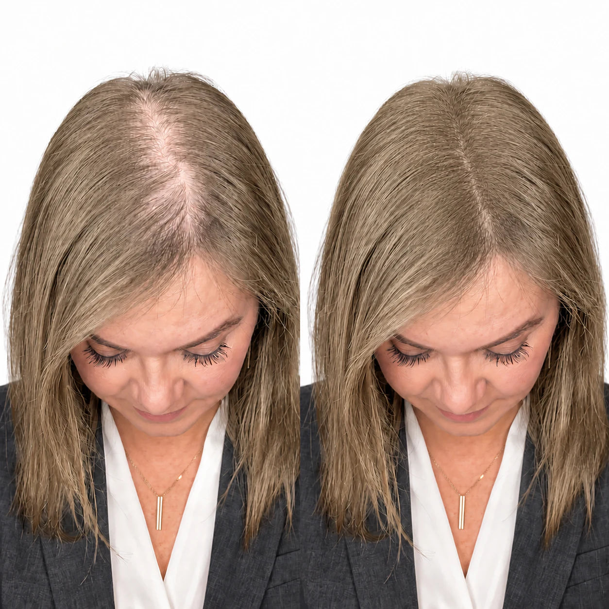 Résultat avant et après avec la teinte Blond foncé