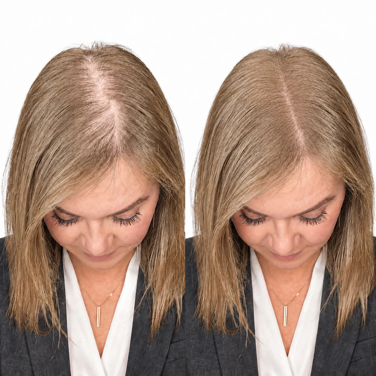 Résultat avant et après avec la teinte Blond moyen