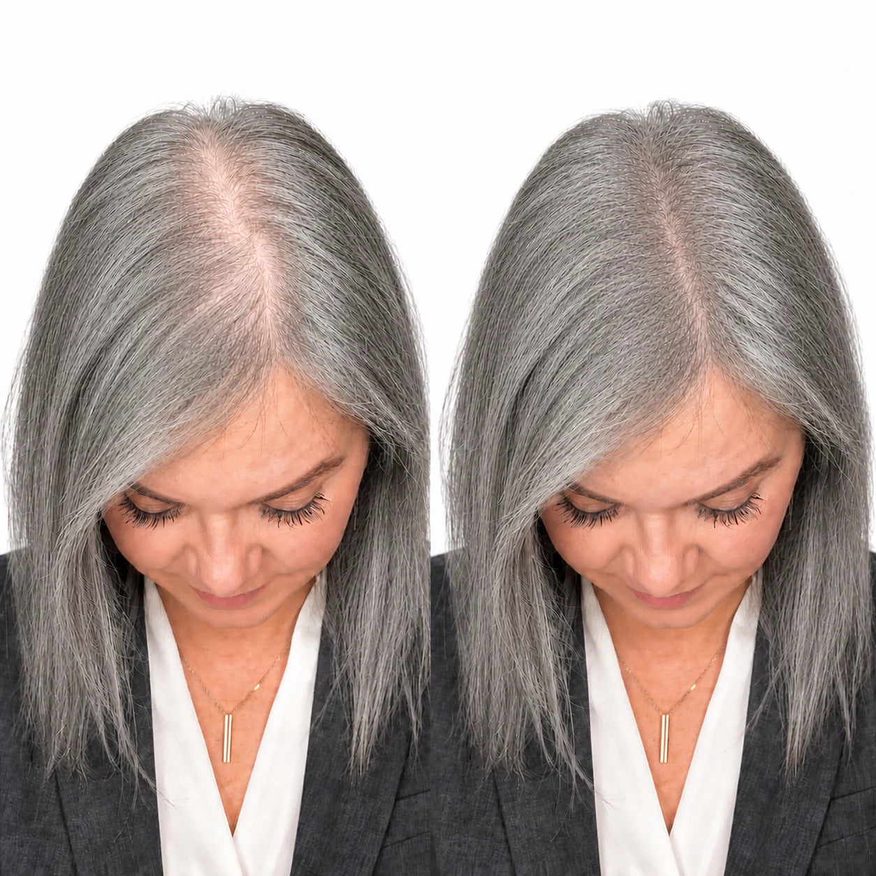 Résultat avant et après avec la teinte Gris